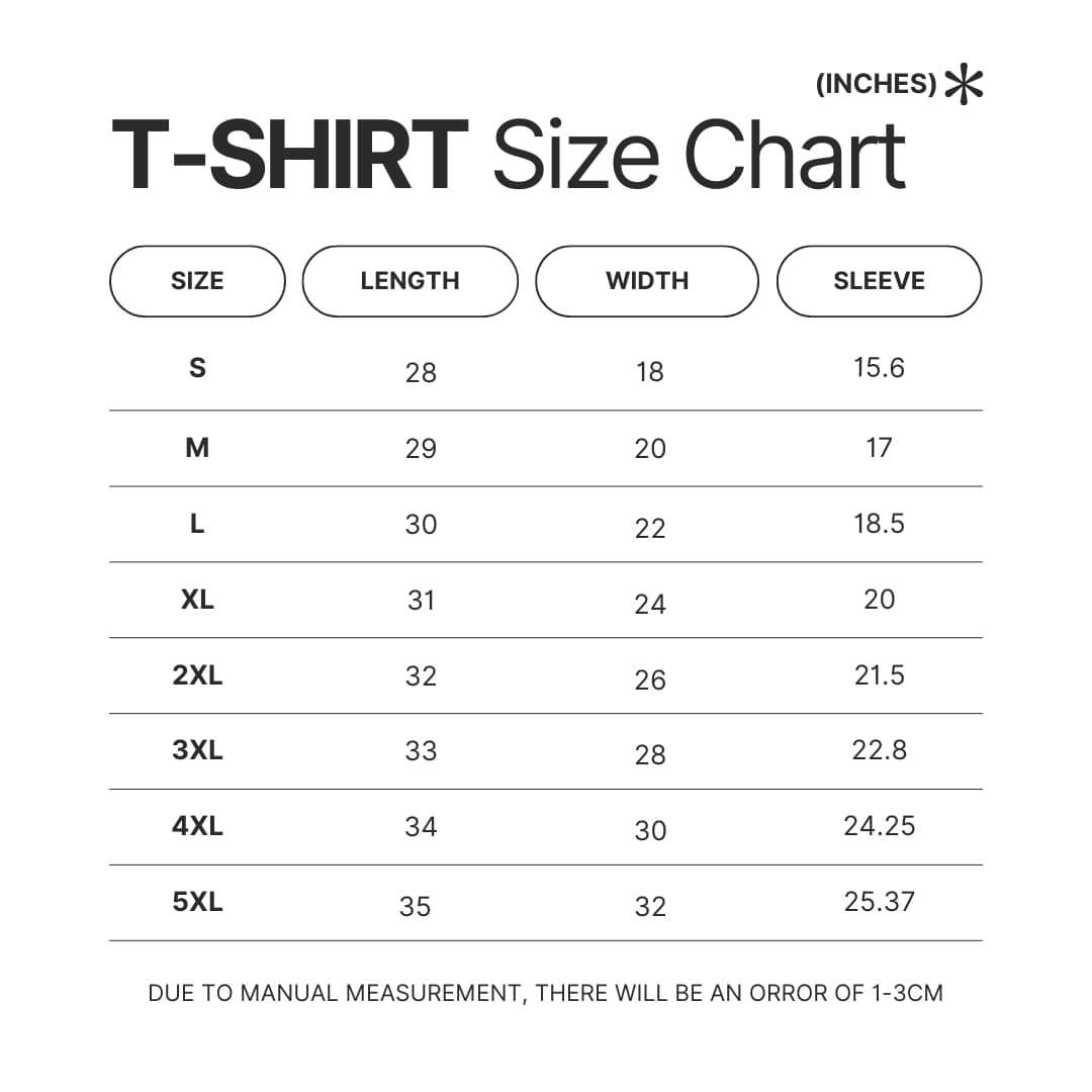 T shirt Size Chart - FAITH: The Unholy Trinity Store